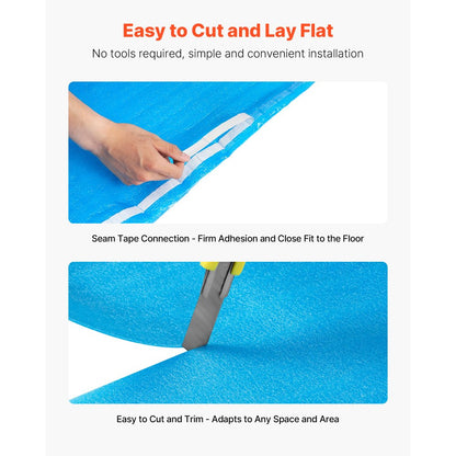 Floor Underlayment 27.9 m² 3mm 3-in-1 Vapor Barrier for Laminate Blue