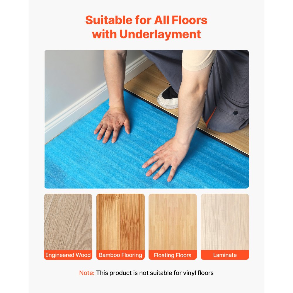 Floor Underlayment 27.9 m² 3mm 3-in-1 Vapor Barrier for Laminate Blue