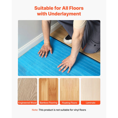 Floor Underlayment 27.9 m² 3mm 3-in-1 Vapor Barrier for Laminate Blue
