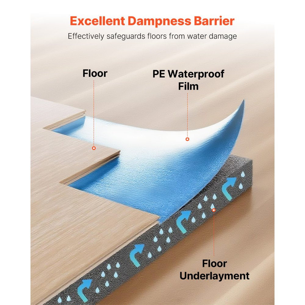 Floor Underlayment 55.8 m² 2mm 3-in-1 Vapor Barrier for Laminate Blue