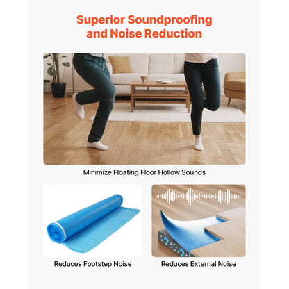 Floor Underlayment 55.8 m² 2mm 3-in-1 Vapor Barrier for Laminate Blue