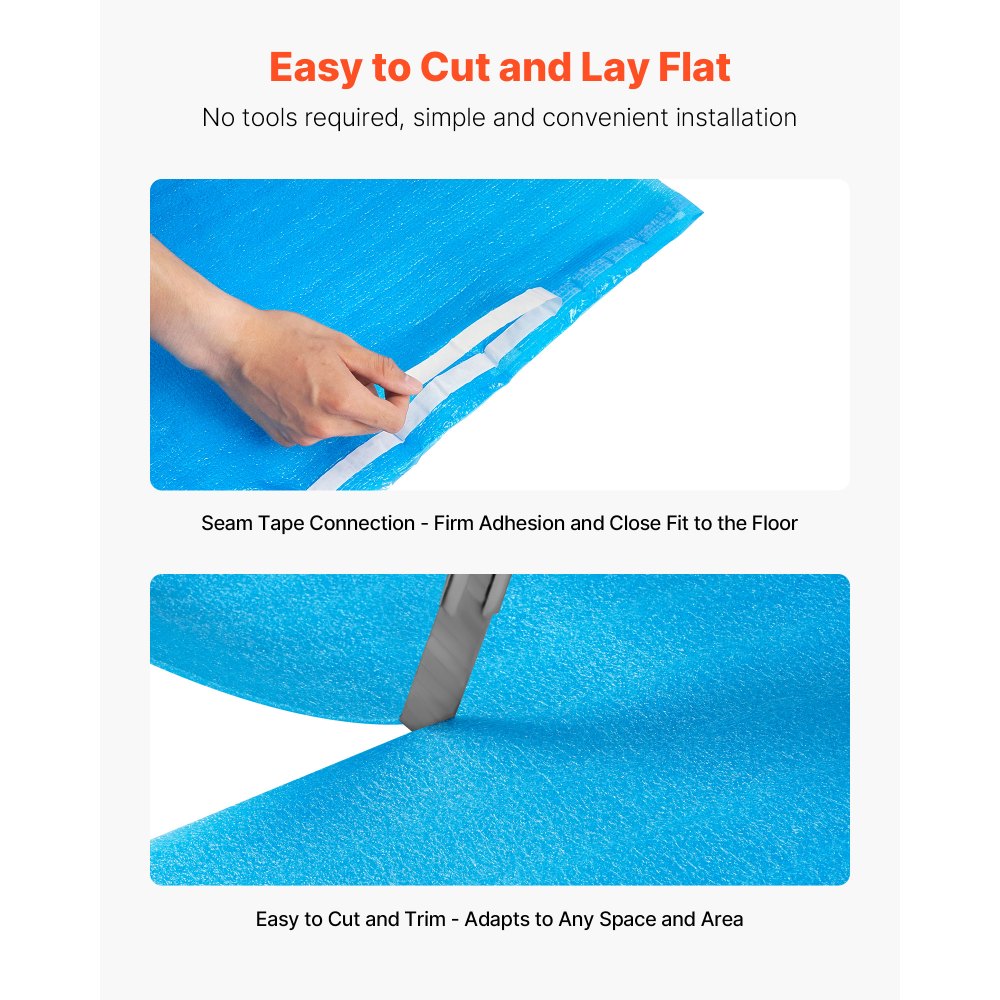 Floor Underlayment 55.8 m² 2mm 3-in-1 Vapor Barrier for Laminate Blue