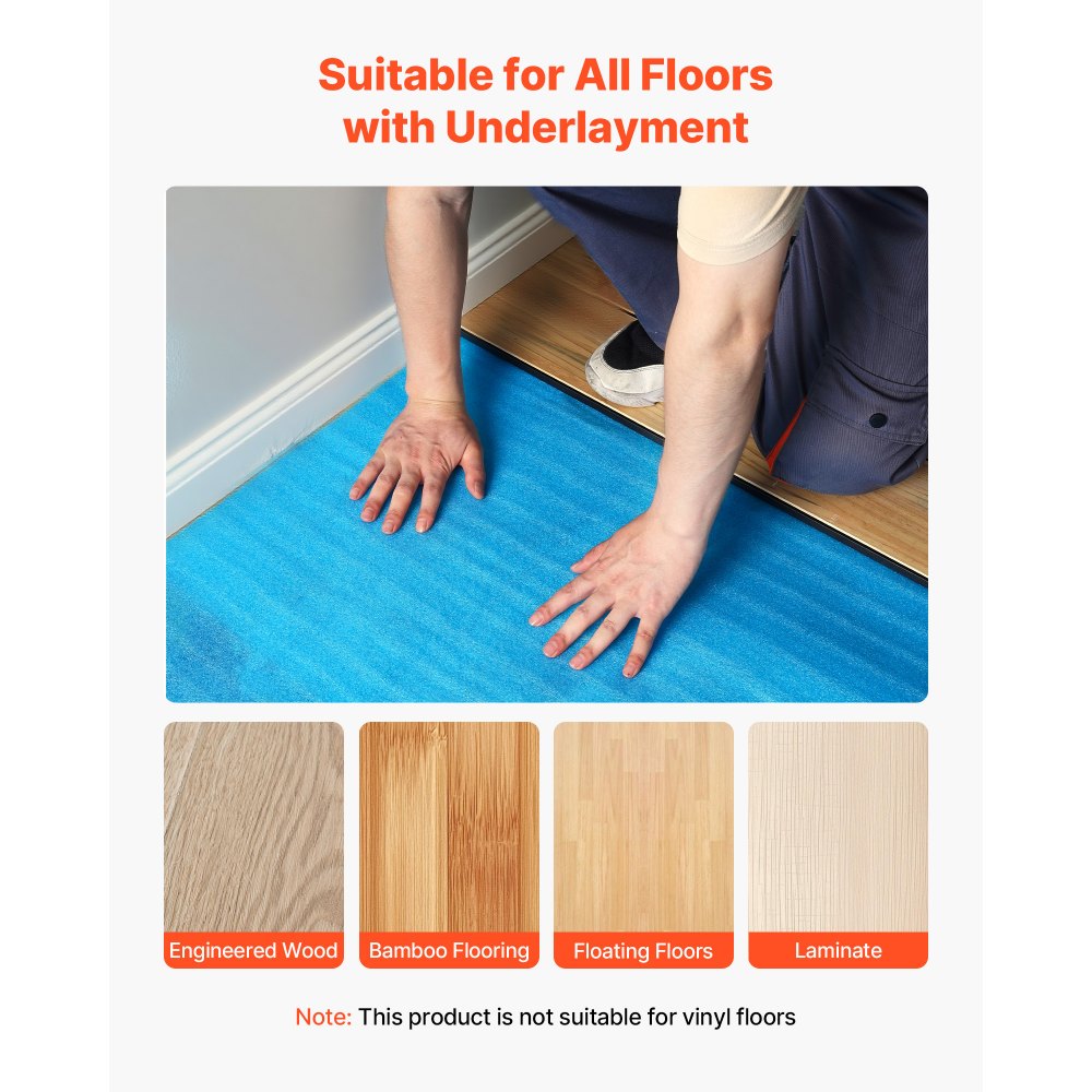 Floor Underlayment 55.8 m² 2mm 3-in-1 Vapor Barrier for Laminate Blue
