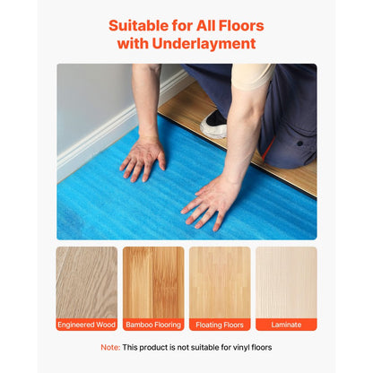 Floor Underlayment 55.8 m² 2mm 3-in-1 Vapor Barrier for Laminate Blue