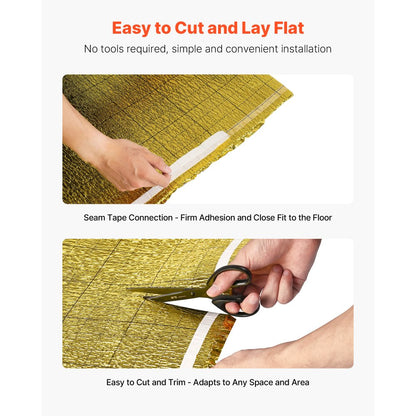 Floor Underlayment 18.6 m² Roll 3mm Vapor Barrier Soundproofing Gold