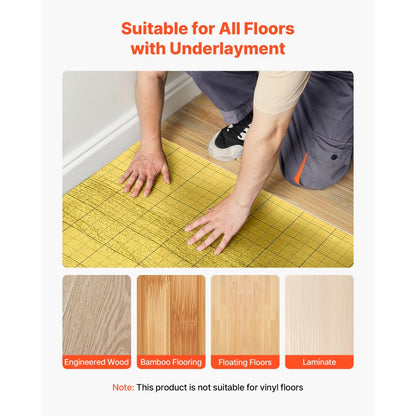 Floor Underlayment 18.6 m² Roll 3mm Vapor Barrier Soundproofing Gold