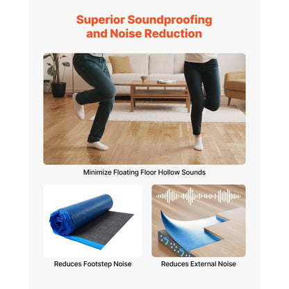 Floor Underlayment 18.6 m² 3mm Sound/Vapor Barrier for Laminate Blue