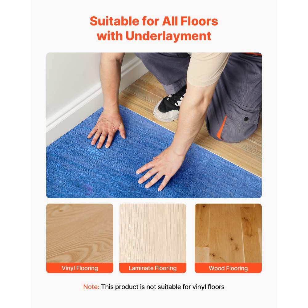 Floor Underlayment 18.6 m² 3mm Sound/Vapor Barrier for Laminate Blue