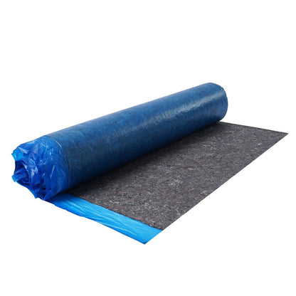 Floor Underlayment 9.3 m²/Roll, 3 mm Thick Laminate Flooring Padding with Attached Vapor Barrier, Heavy Duty Fiber + PE Film, Soundproofing & Noise Reduction, Ideal for Vinyl Wood Flooring