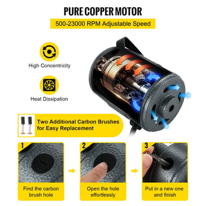 380W Flex Shaft Grinder Tool with Foot Pedal and 45 Accessories, 6.5mm Chuck