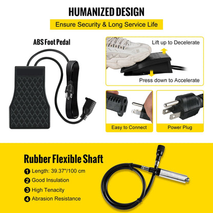 380W Flex Shaft Grinder Tool with Foot Pedal and 45 Accessories, 6.5mm Chuck