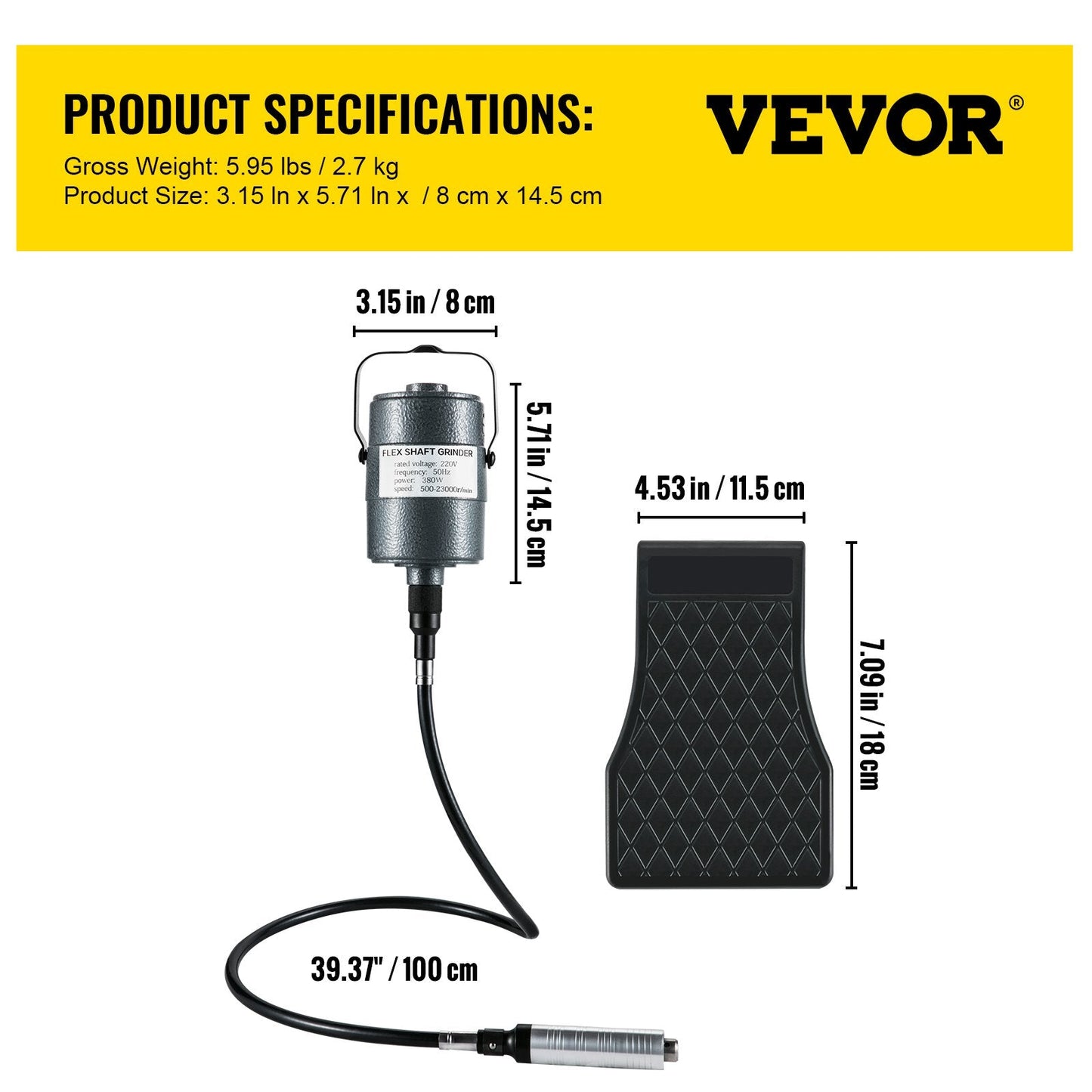 380W Flex Shaft Grinder Tool with Foot Pedal and 45 Accessories, 6.5mm Chuck