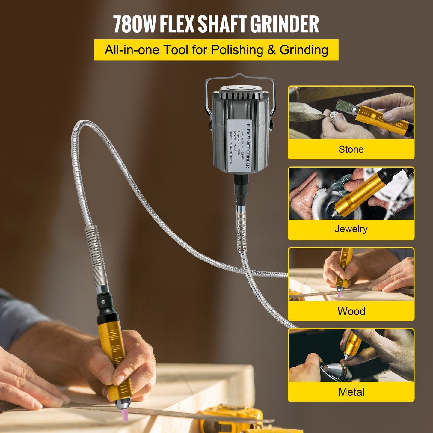 780W Rotary Tool with 0.0065 Meter Chuck, Pedal Control, and 45 Accessories