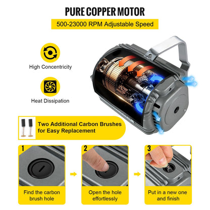 780W Rotary Tool with 0.0065 Meter Chuck, Pedal Control, and 45 Accessories
