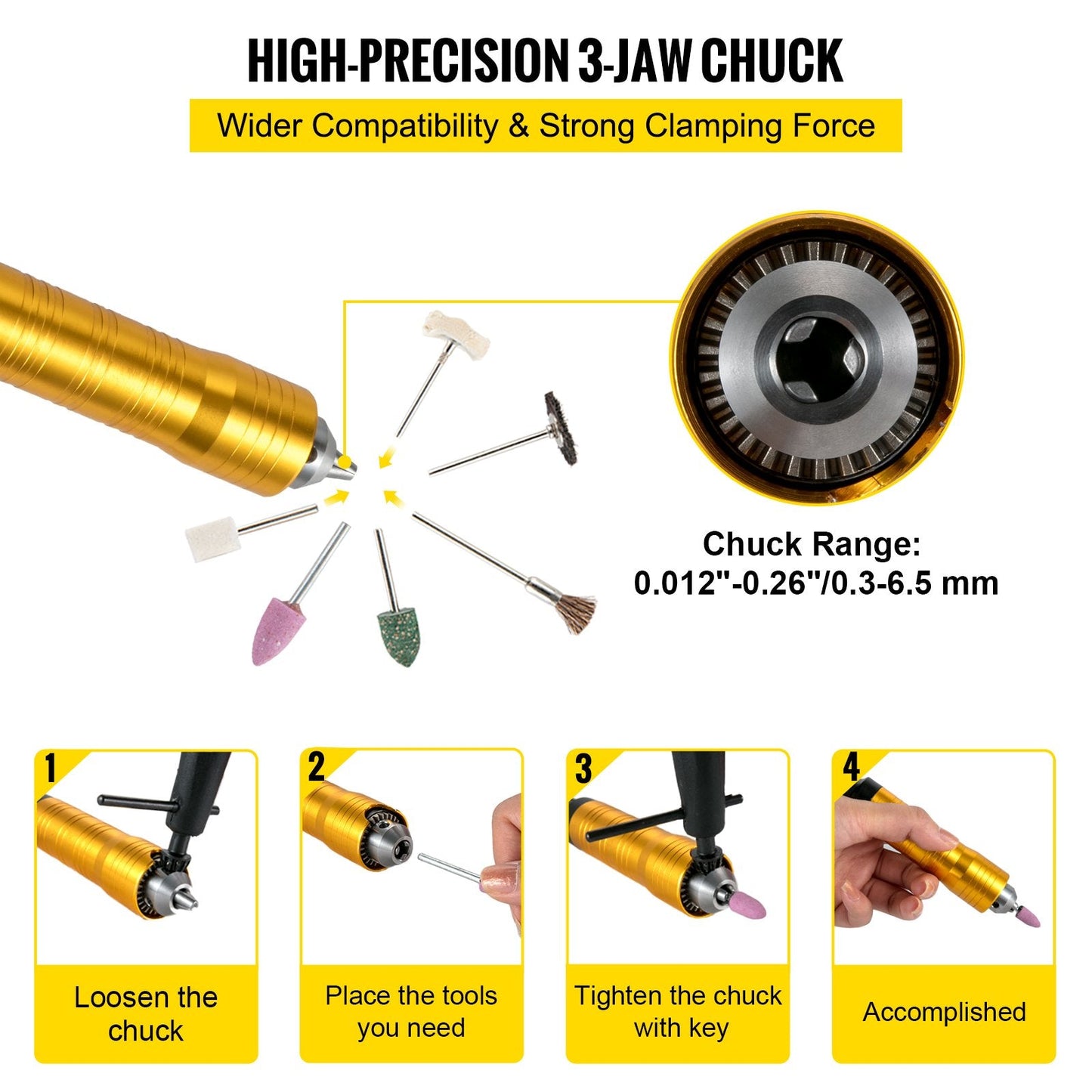 780W Rotary Tool with 0.0065 Meter Chuck, Pedal Control, and 45 Accessories