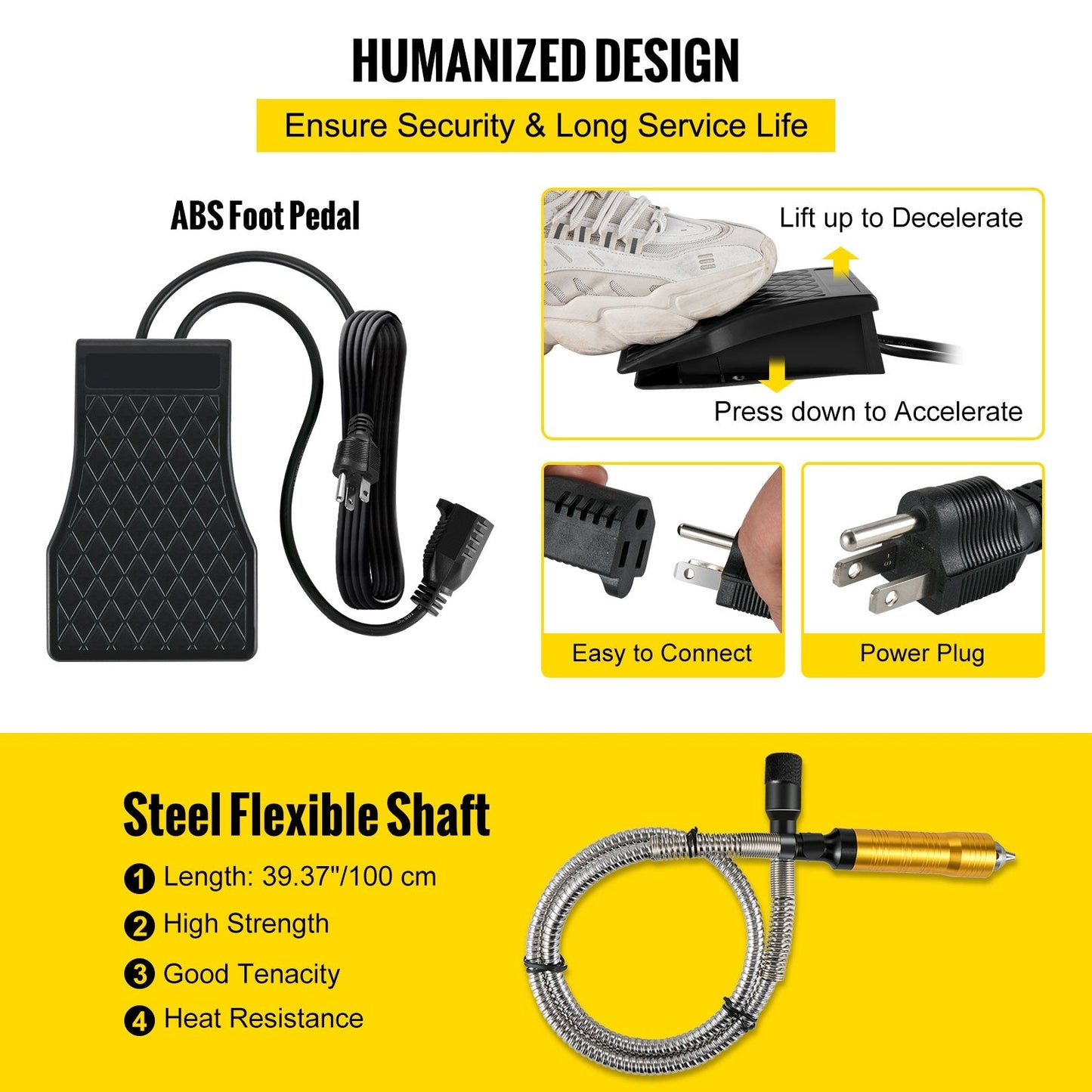 780W Rotary Tool with 0.0065 Meter Chuck, Pedal Control, and 45 Accessories