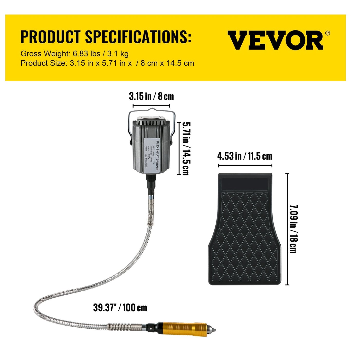 780W Rotary Tool with 0.0065 Meter Chuck, Pedal Control, and 45 Accessories