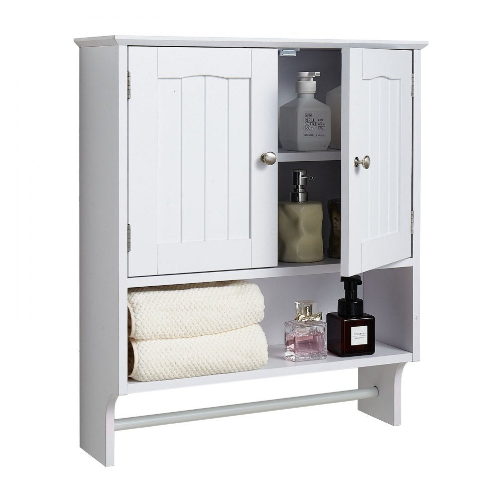  Bathroom Wall Cabinet Storage Medicine Cabinet with Tower Bar and 2 Doors