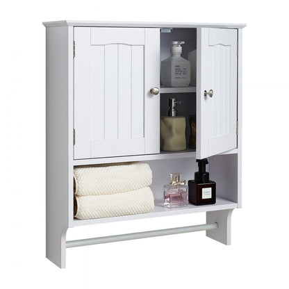  Bathroom Wall Cabinet Storage Medicine Cabinet with Tower Bar and 2 Doors