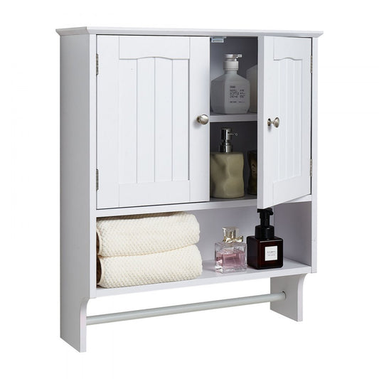  Bathroom Wall Cabinet Storage Medicine Cabinet with Tower Bar and 2 Doors