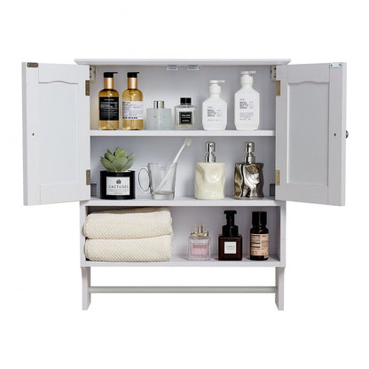  Bathroom Wall Cabinet Storage Medicine Cabinet with Tower Bar and 2 Doors