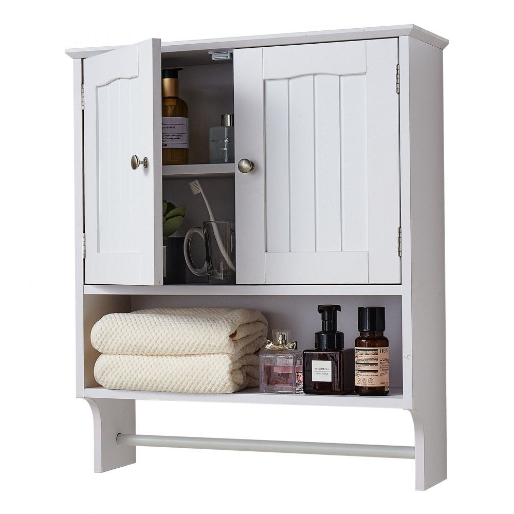  Bathroom Wall Cabinet Storage Medicine Cabinet with Tower Bar and 2 Doors