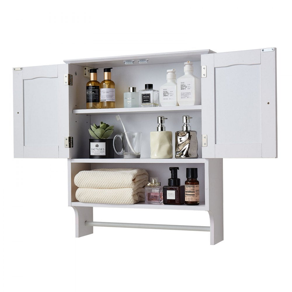  Bathroom Wall Cabinet Storage Medicine Cabinet with Tower Bar and 2 Doors