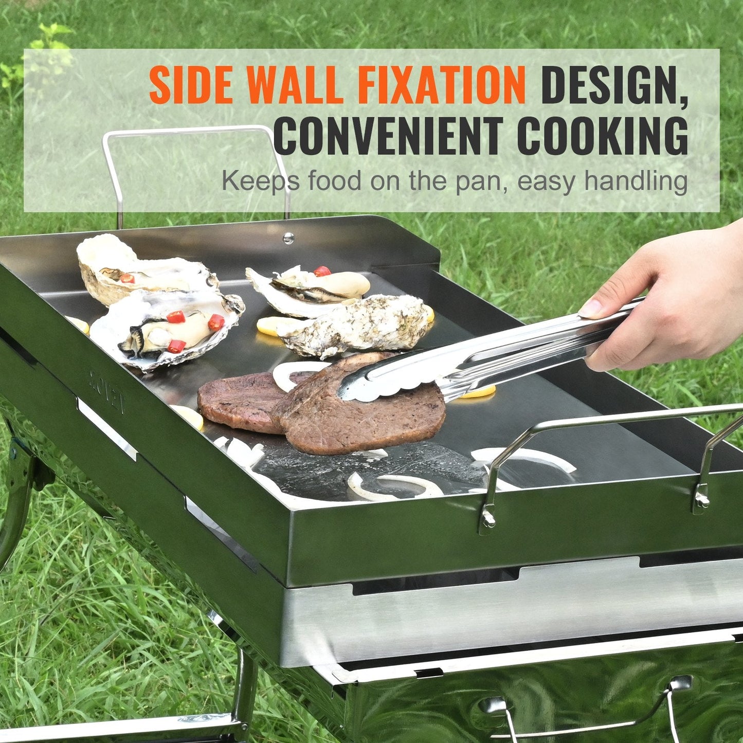 Stainless Steel Double Burner Griddle Pan, 0.59m x 0.39m, Non-Stick with Handles
