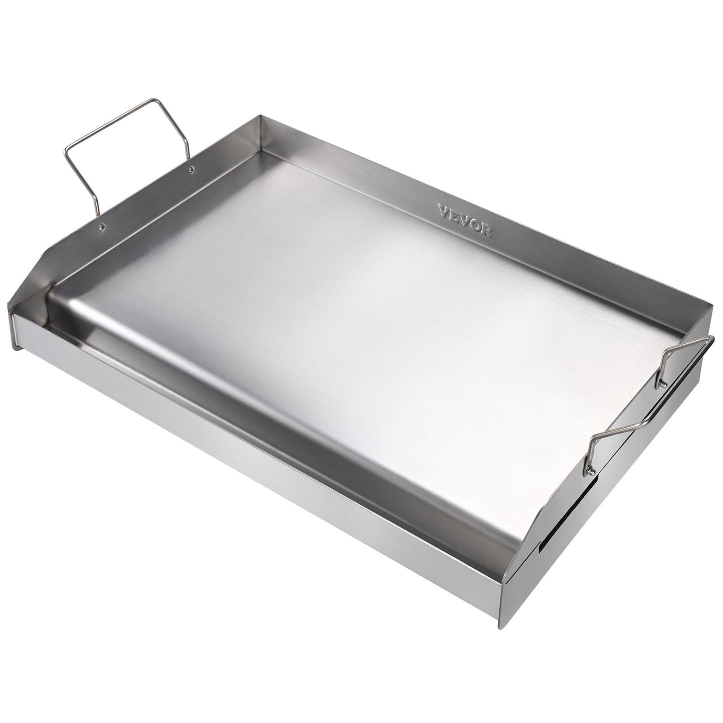 Stainless Steel Double Burner Griddle Pan, 0.59m x 0.39m, Non-Stick with Handles