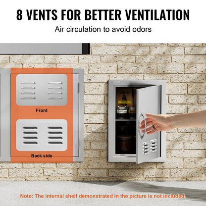 VEVOR BBQ Access Door, 356x508 mm Single Outdoor Kitchen Door, Stainless Steel Flush