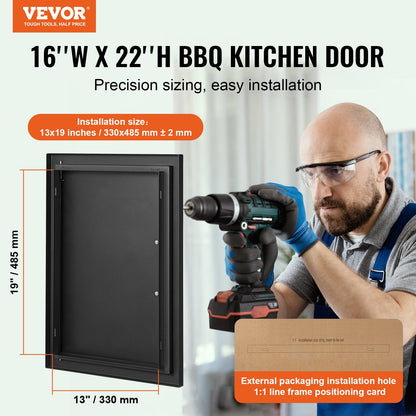 VEVOR BBQ Access Door, 415x570 mm Single Outdoor Kitchen Door, Cold Plate Flush