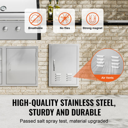 VEVOR BBQ Access Door, 610x431 mm Single Outdoor Kitchen Door, Stainless Steel Flush