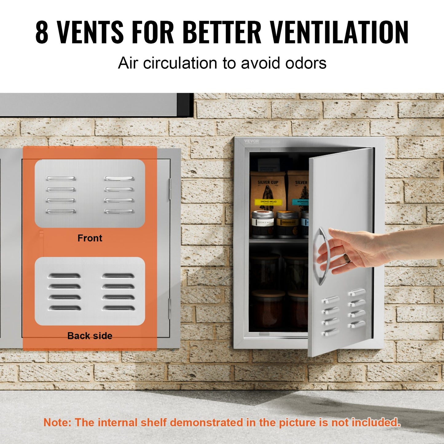 VEVOR BBQ Access Door, 610x431 mm Single Outdoor Kitchen Door, Stainless Steel Flush