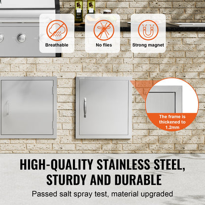 VEVOR BBQ Access Door, 457x508 mm Single Outdoor Kitchen Door, Stainless Steel Flush