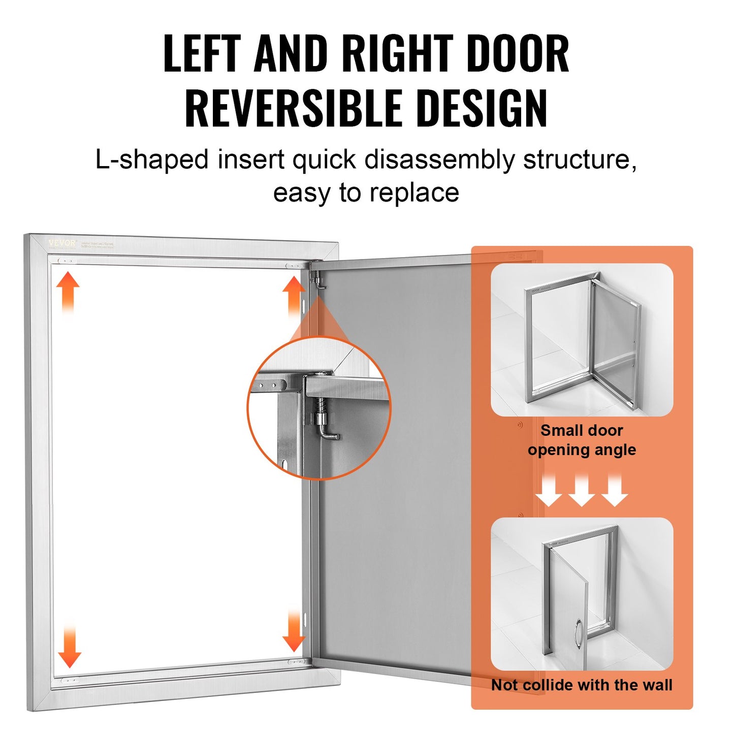 VEVOR BBQ Access Door, 508x686 mm Single Outdoor Kitchen Door, Stainless Steel Flush