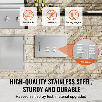 VEVOR BBQ Access Door, 508x356 mm Single Outdoor Kitchen Door, Stainless Steel Flush