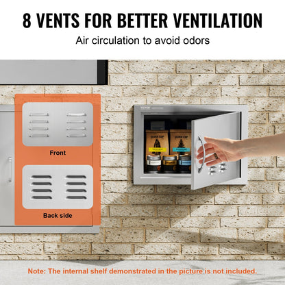 Stainless Steel Outdoor BBQ Island Access Door, 0.5x0.35m, with Handle & Vents
