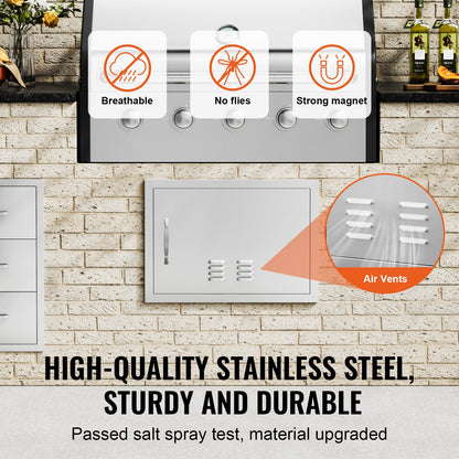 VEVOR BBQ Access Door, 610x432 mm Single Outdoor Kitchen Door, Stainless Steel Flush