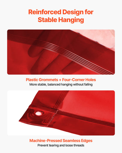 2PCS Welding Curtains, 1.74 x 2.34m Welding Screen Curtain, Flame-Resistant Vinyl Safety Protective Screen with 6-Level UV Protection & Hanging Holes, Portable for Workshop/Industrial Use, Red