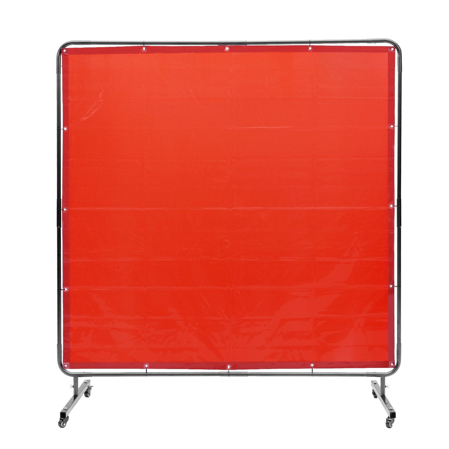 Flame-Resistant 1.8 x 1.8 m Welding Screen with Frame & Wheels - Red