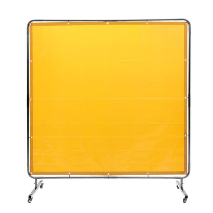 VEVOR Welding Screen with Frame 6'x6' Welding Curtain Screen on 4 Wheels Yellow