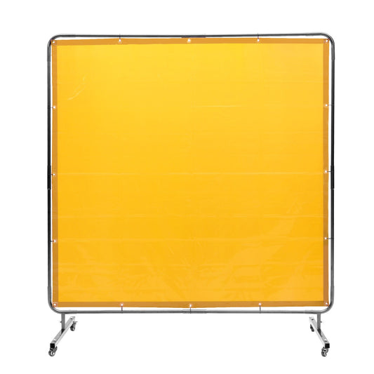 VEVOR Welding Screen with Frame 6'x6' Welding Curtain Screen on 4 Wheels Yellow