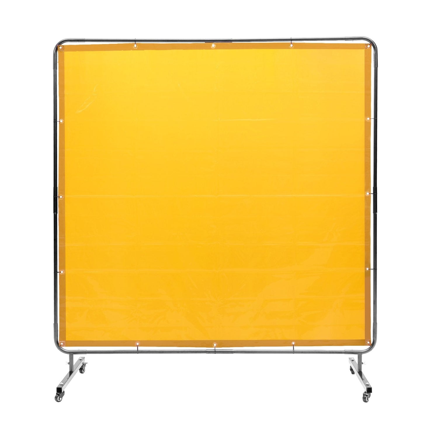 Yellow Welding Curtain Screen with Frame on Wheels, 1.8 x 1.8 m, Flame-Resistant