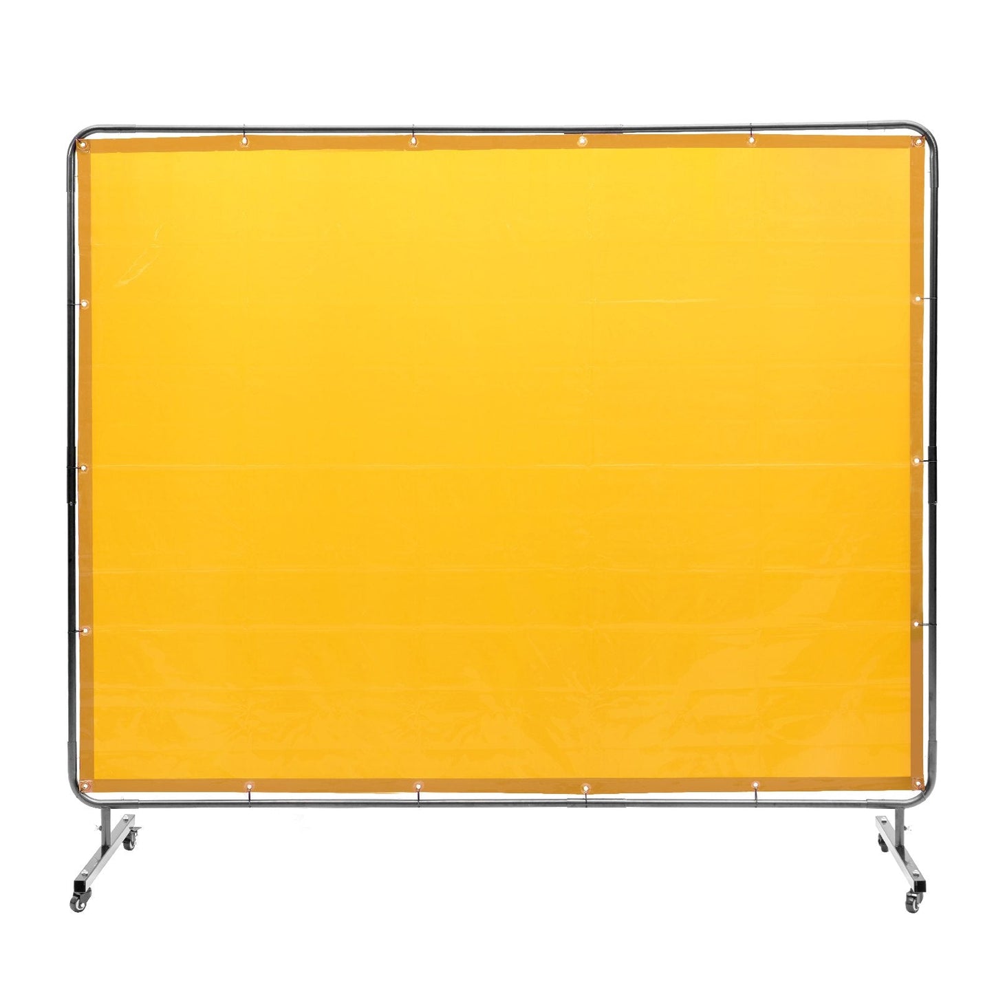Mobile Yellow Welding Curtain Screen with Frame, 1.8x2.4m, Flame-Resistant Vinyl