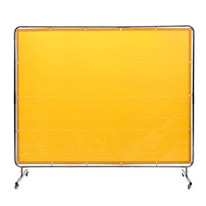 VEVOR Welding Screen with Frame 6'x8' Welding Curtain Screen on 4 Wheels Yellow