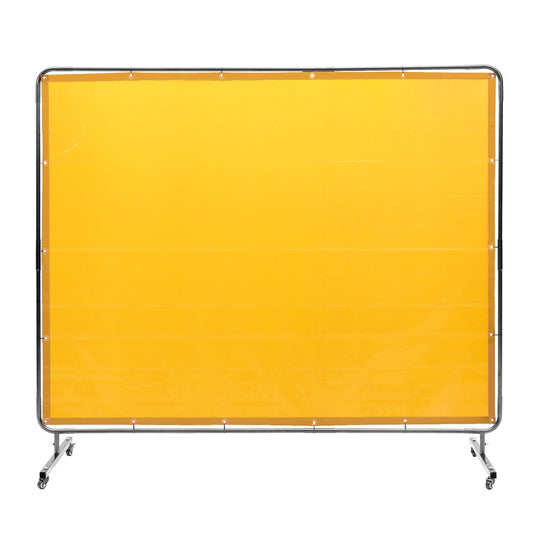 VEVOR Welding Screen with Frame 6'x8' Welding Curtain Screen on 4 Wheels Yellow
