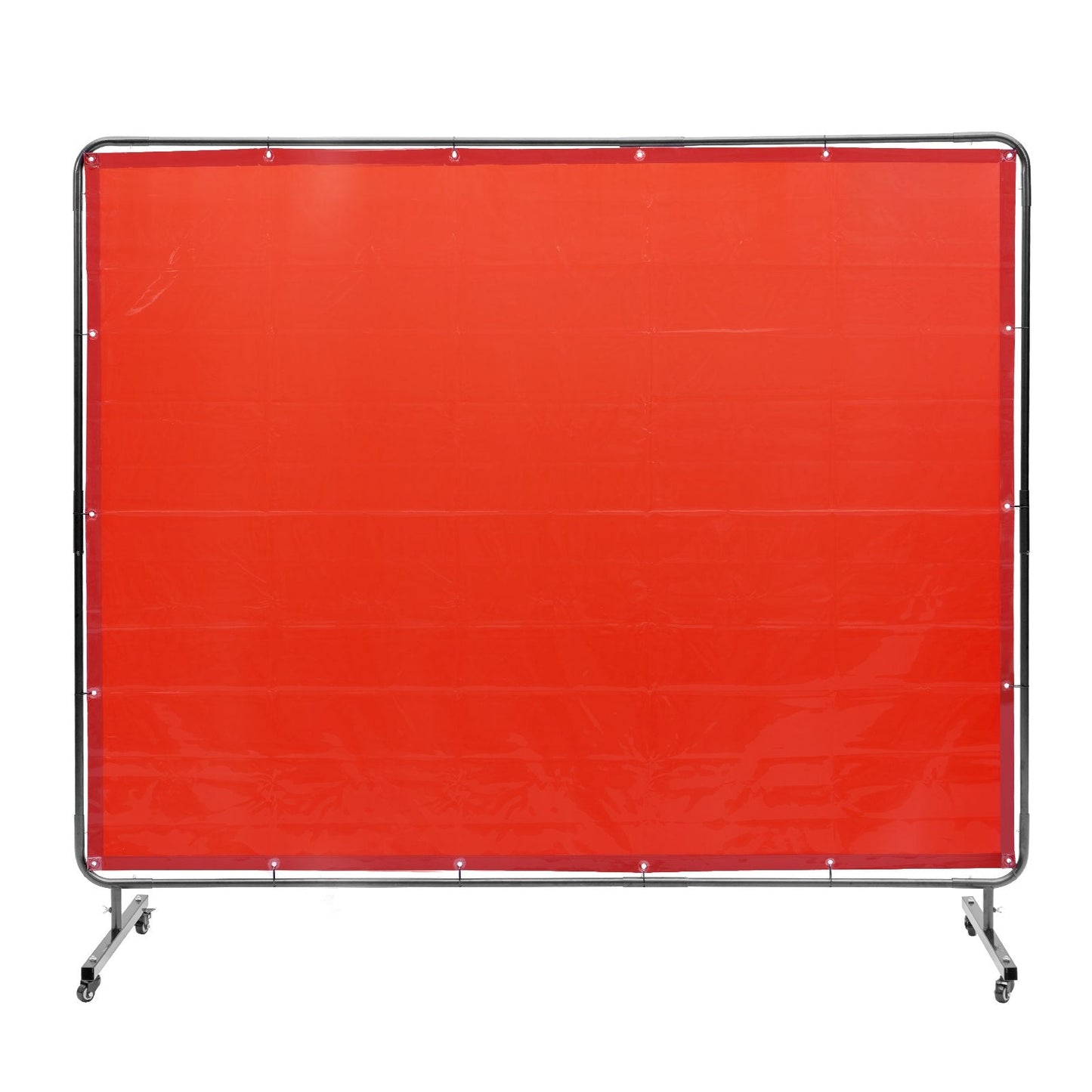 Mobile Welding Screen with Frame, 1.8 x 2.4m Red Flame-Resistant Curtain