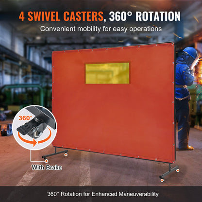 Flame-Resistant 1.8x2.4m Welding Screen with Frame, Wheels & Window