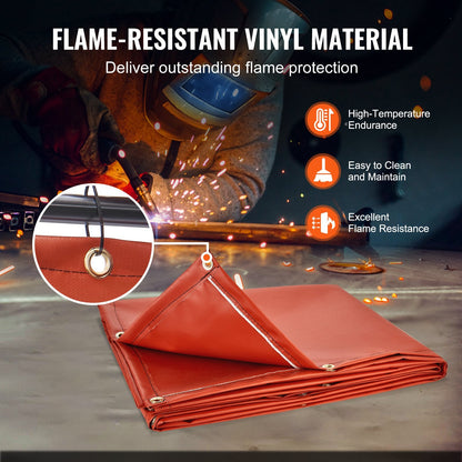 Flame-Resistant 1.8x2.4m Welding Screen with Frame, Wheels & Window