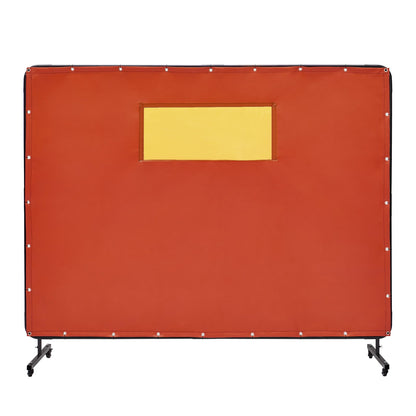 VEVOR Welding Screen with Frame 6'x8' Welding Curtain Screen 4 Wheels & Window
